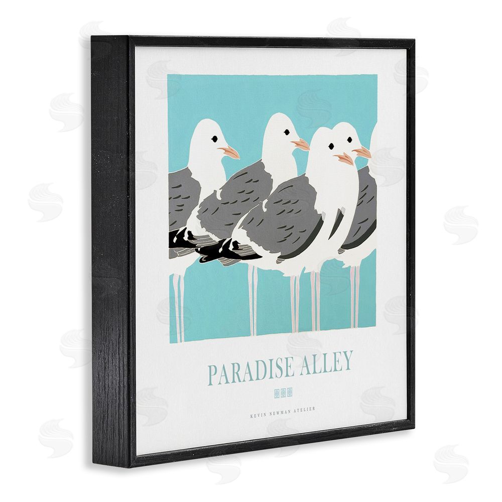 Jadei Graphics Paradise Alley Seagull Gathering Black Framed Giclee Wall Art Print