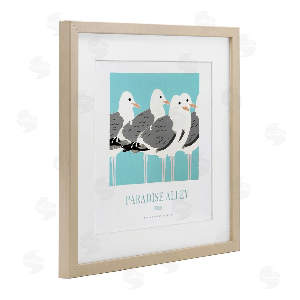 Jadei Graphics Paradise Alley Seagull Gathering Brown Framed Print Under Glass Wall Art