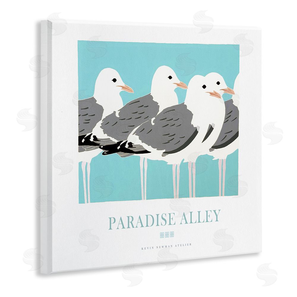 Jadei Graphics Paradise Alley Seagull Gathering Wooden Wall Plaque Art Print