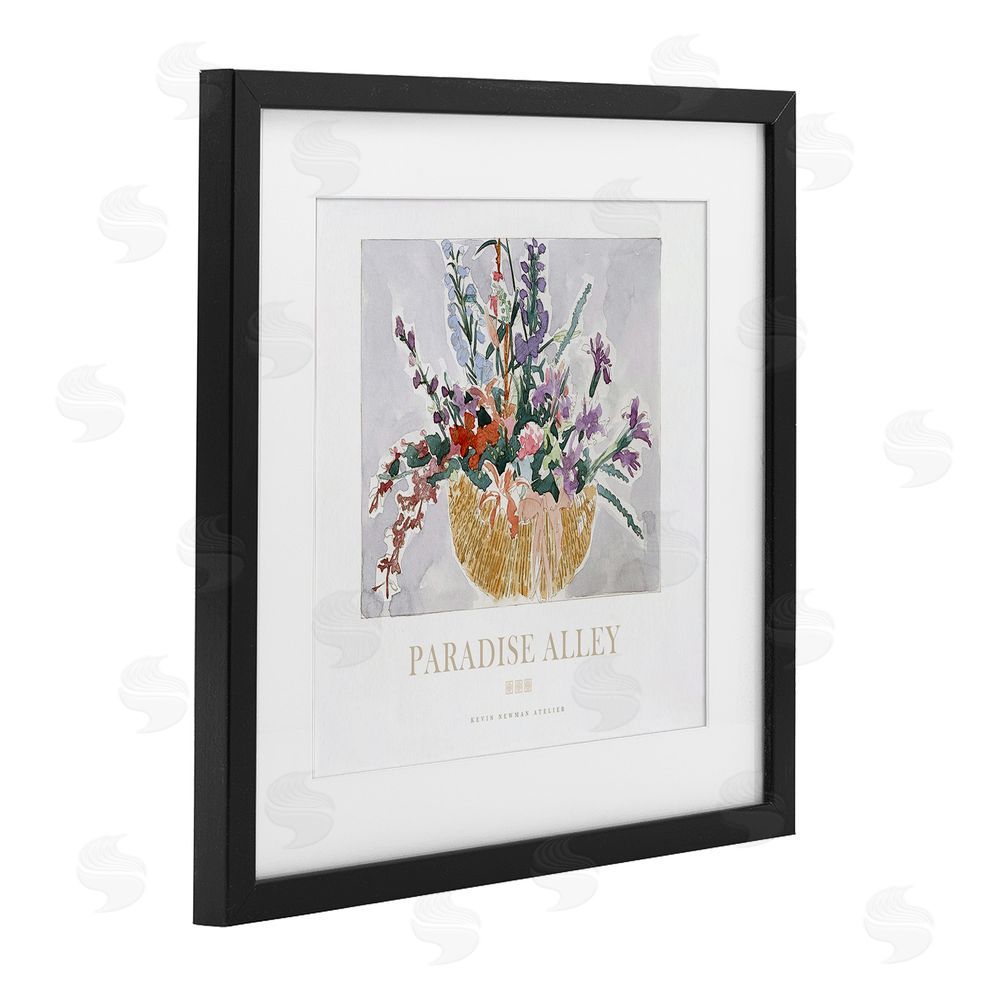 Jadei Graphics Paradise Alley Basket of Flowers Black Framed Print Under Glass Wall Art