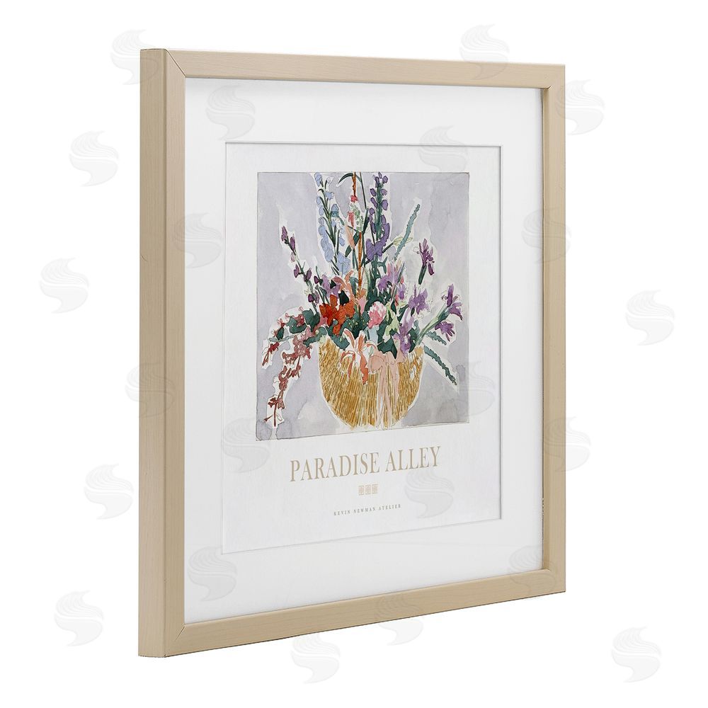 Jadei Graphics Paradise Alley Basket of Flowers Brown Framed Print Under Glass Wall Art