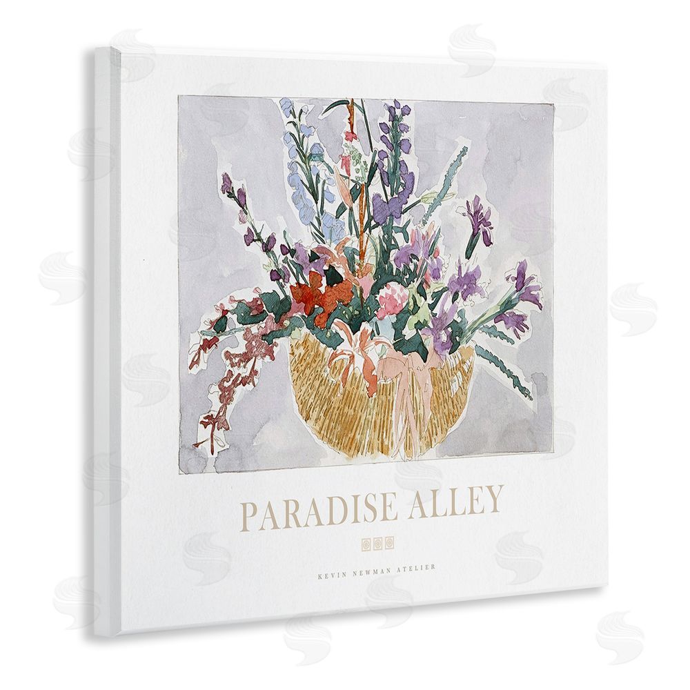 Jadei Graphics Paradise Alley Basket of Flowers Wooden Wall Plaque Art Print