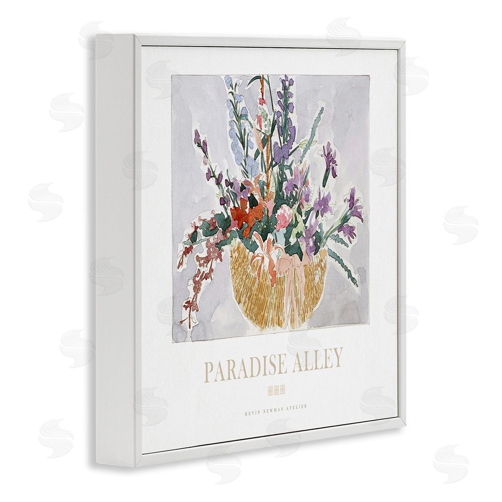 Jadei Graphics Paradise Alley Basket of Flowers White Framed Giclee Wall Art Print