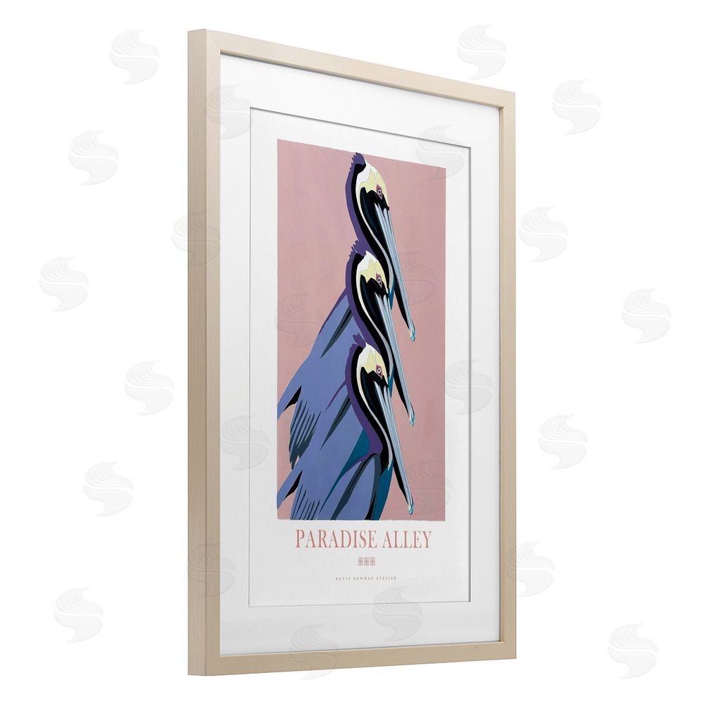 Jadei Graphics Paradise Alley Pelican Trio Brown Framed Print Under Glass Wall Art