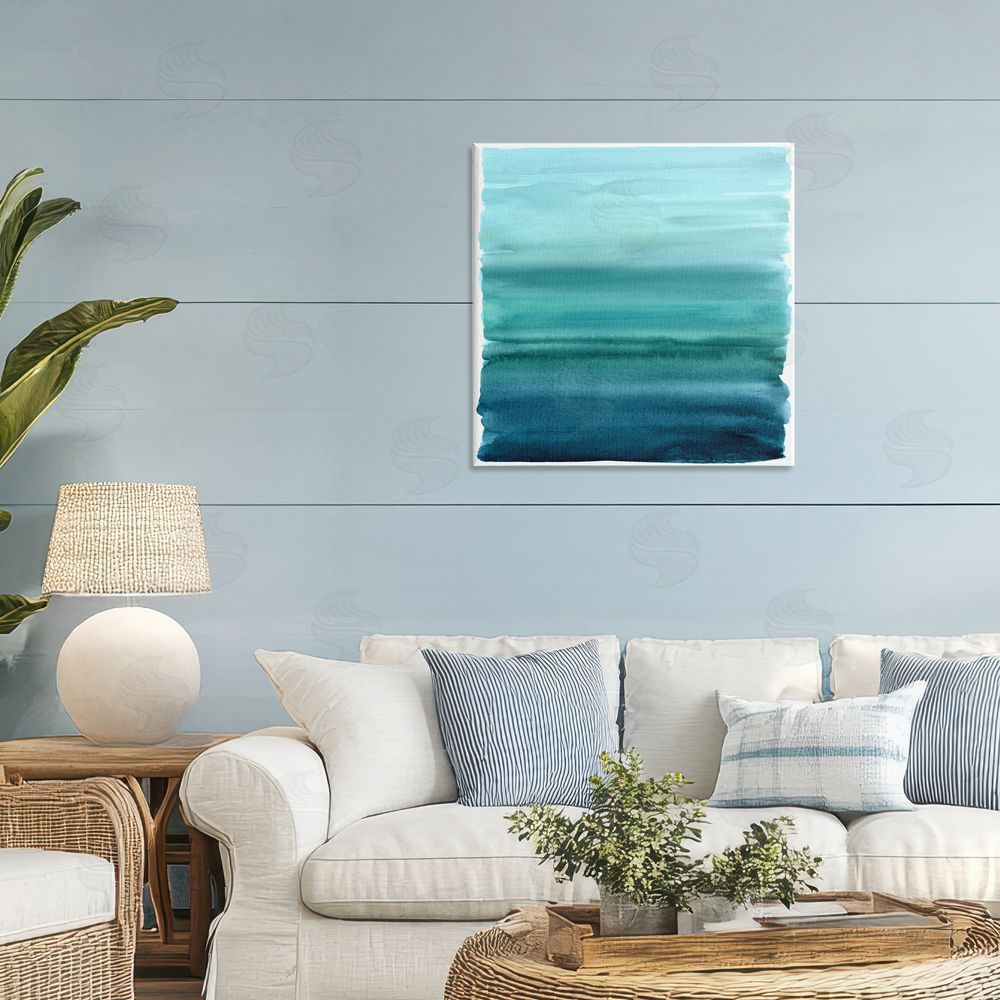 Allie Corbin Aqua Ombre Gradient Stretched Canvas Wall Art in Room