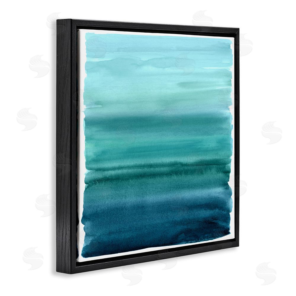 Allie Corbin Aqua Ombre Gradient Black Floating Frame Canvas Wall Art Print