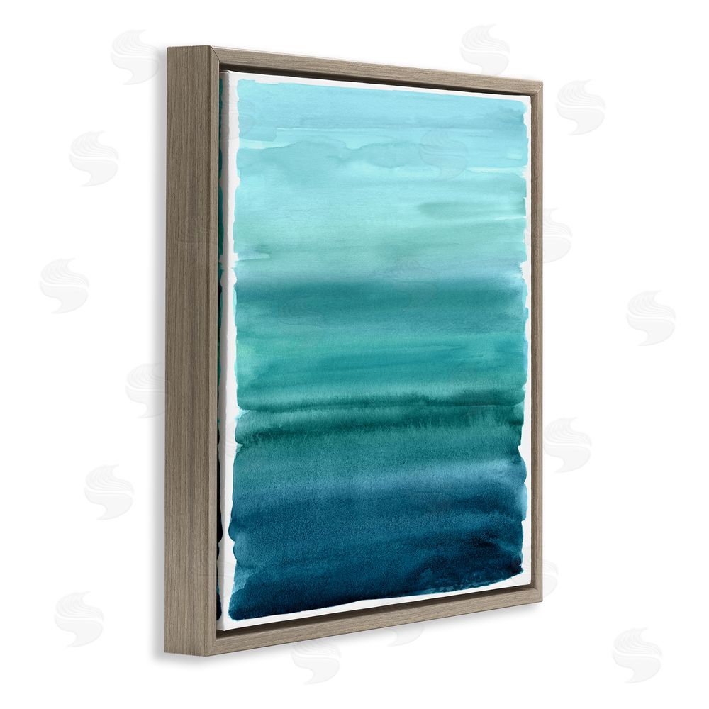 Allie Corbin Aqua Ombre Gradient Brown Floating Frame Canvas Wall Art Print