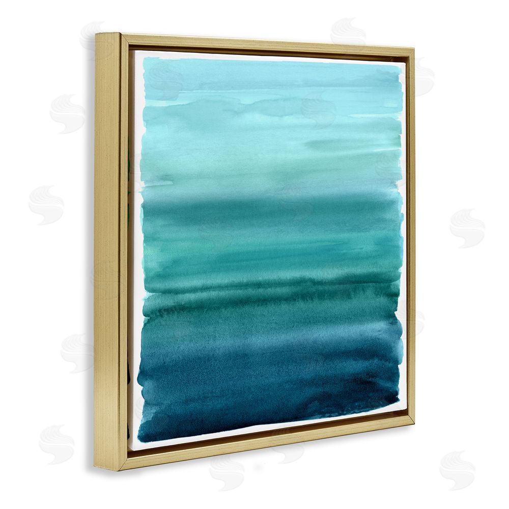 Allie Corbin Aqua Ombre Gradient Gold Floating Frame Canvas Wall Art Print