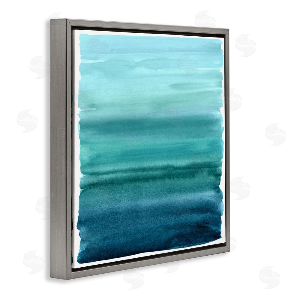Allie Corbin Aqua Ombre Gradient Gray Floating Frame Canvas Wall Art Print