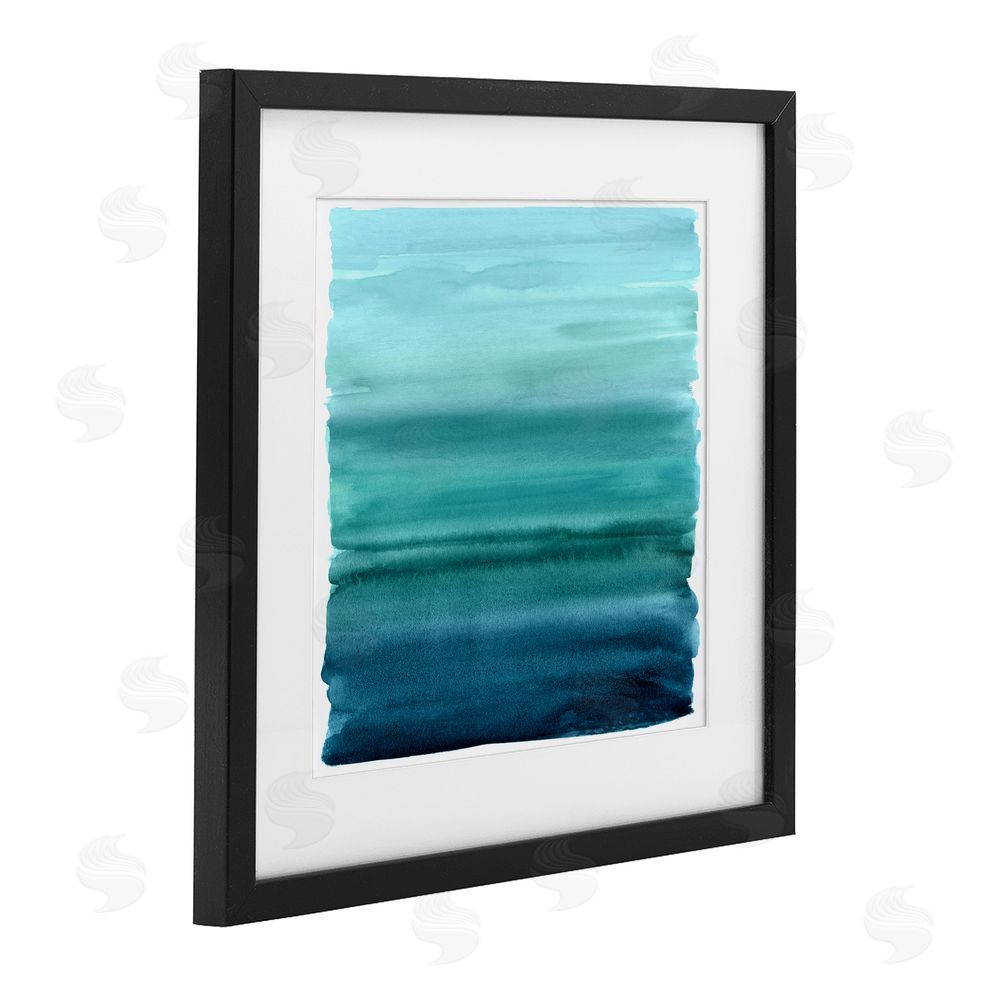 Allie Corbin Aqua Ombre Gradient Black Framed Print Under Glass Wall Art