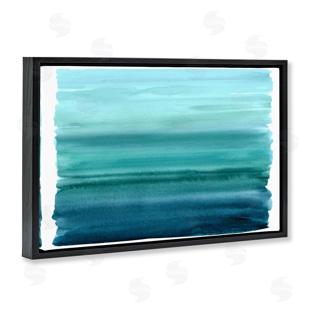 Allie Corbin Ombre Teal Gradient Black Floating Frame Canvas Wall Art Print