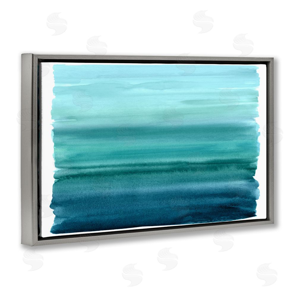 Allie Corbin Ombre Teal Gradient Gray Floating Frame Canvas Wall Art Print