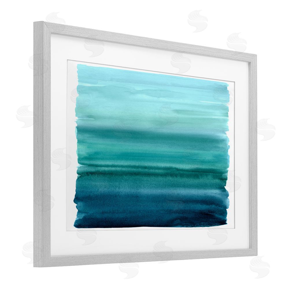 Allie Corbin Ombre Teal Gradient Gray Framed Print Under Glass Wall Art