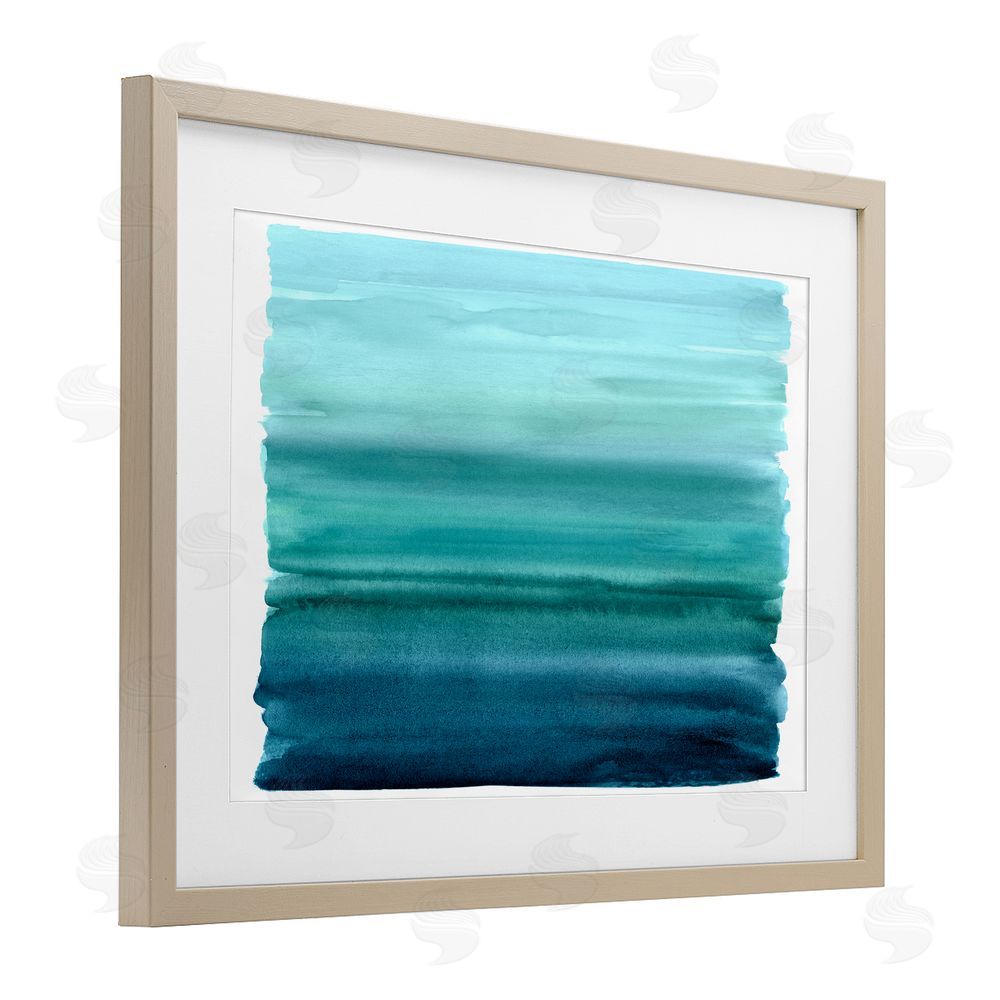 Allie Corbin Ombre Teal Gradient Brown Framed Print Under Glass Wall Art