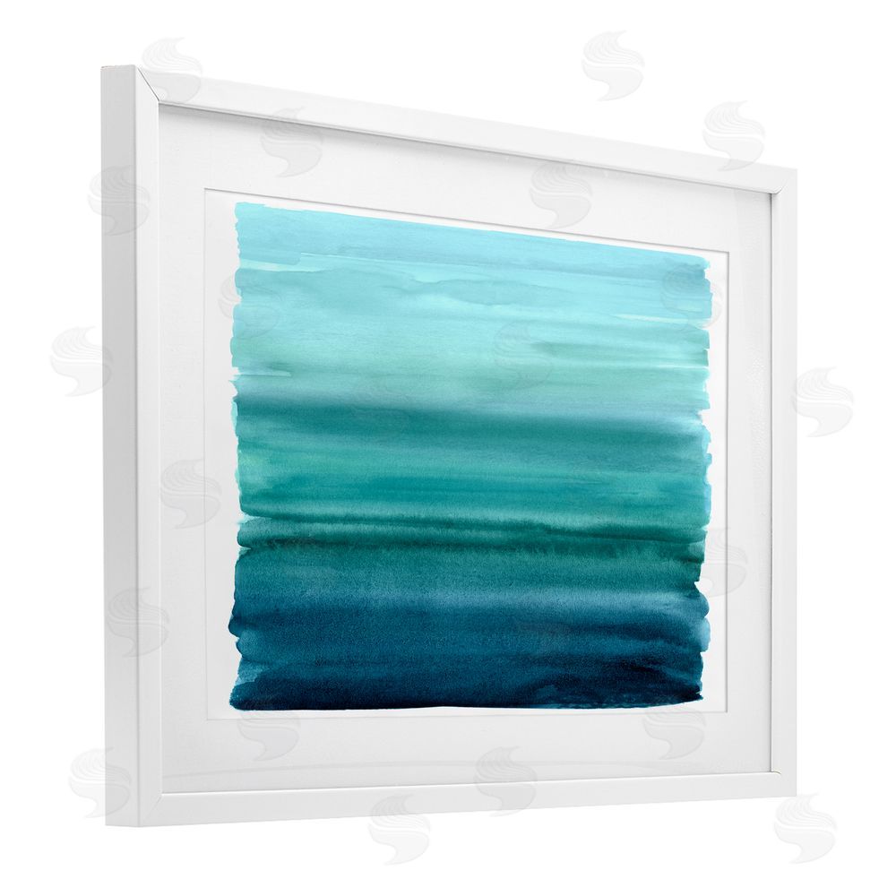 Allie Corbin Ombre Teal Gradient White Framed Print Under Glass Wall Art