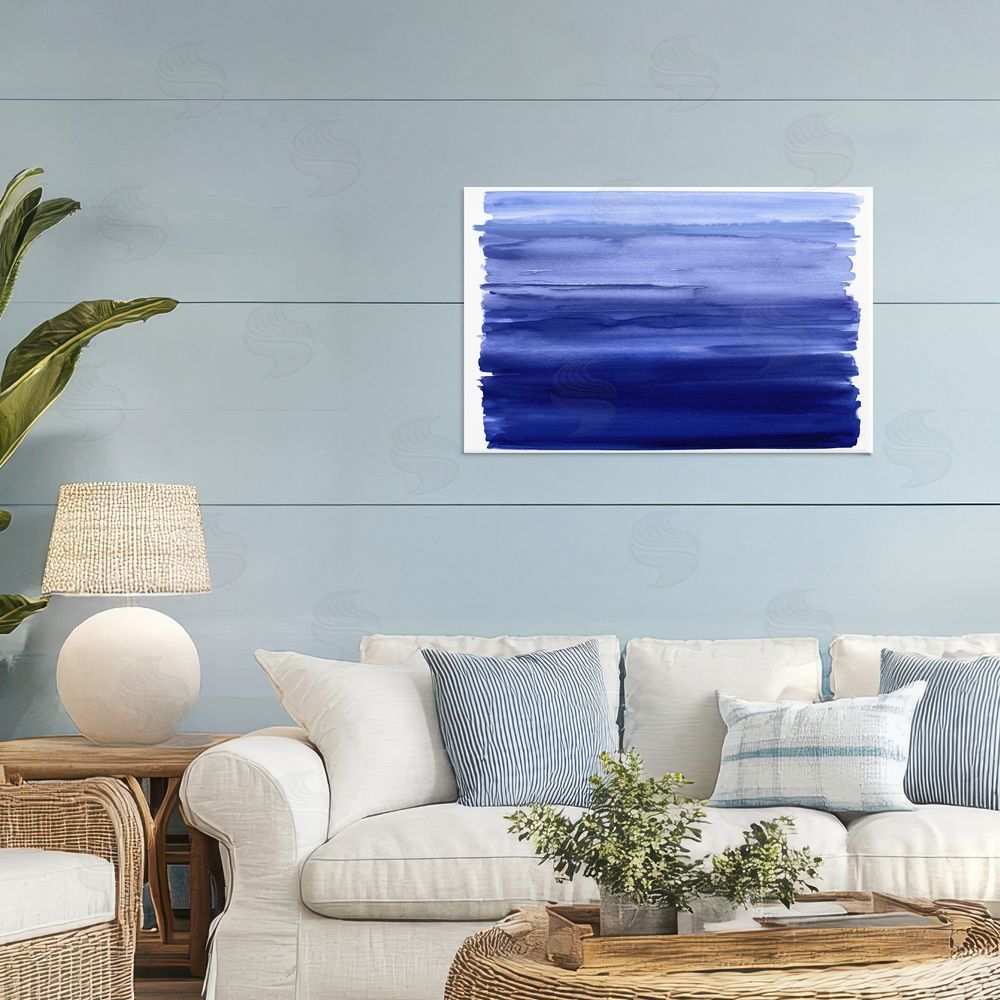 Allie Corbin Oceanic Ombre Blue Stretched Canvas Wall Art in Room