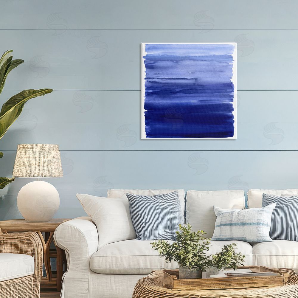 Allie Corbin Indigo Ombre Gradient Stretched Canvas Wall Art in Room