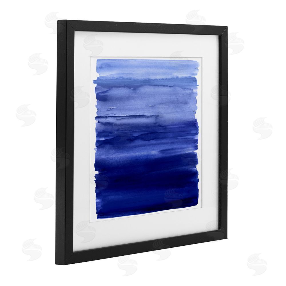 Allie Corbin Indigo Ombre Gradient Black Framed Print Under Glass Wall Art