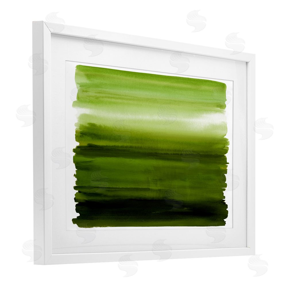 Allie Corbin Ombre Green Gradient White Framed Print Under Glass Wall Art
