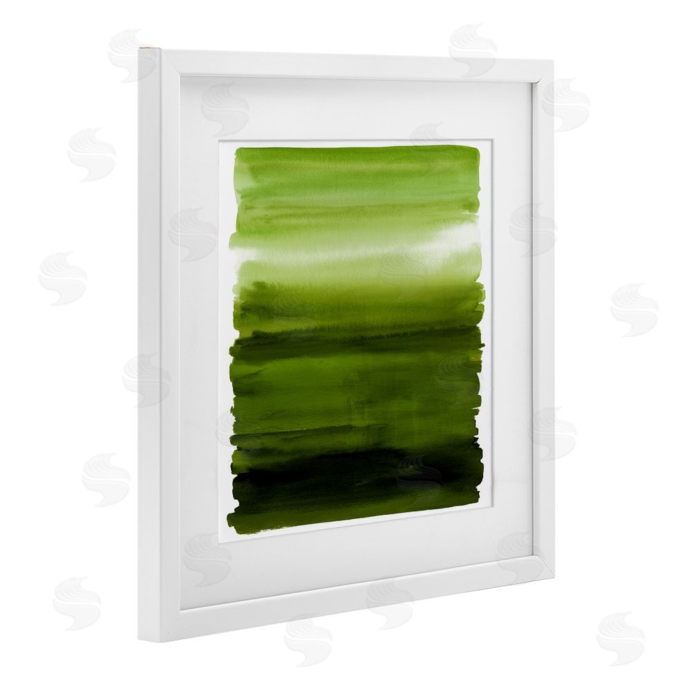 Allie Corbin Earthy Green Ombre White Framed Print Under Glass Wall Art