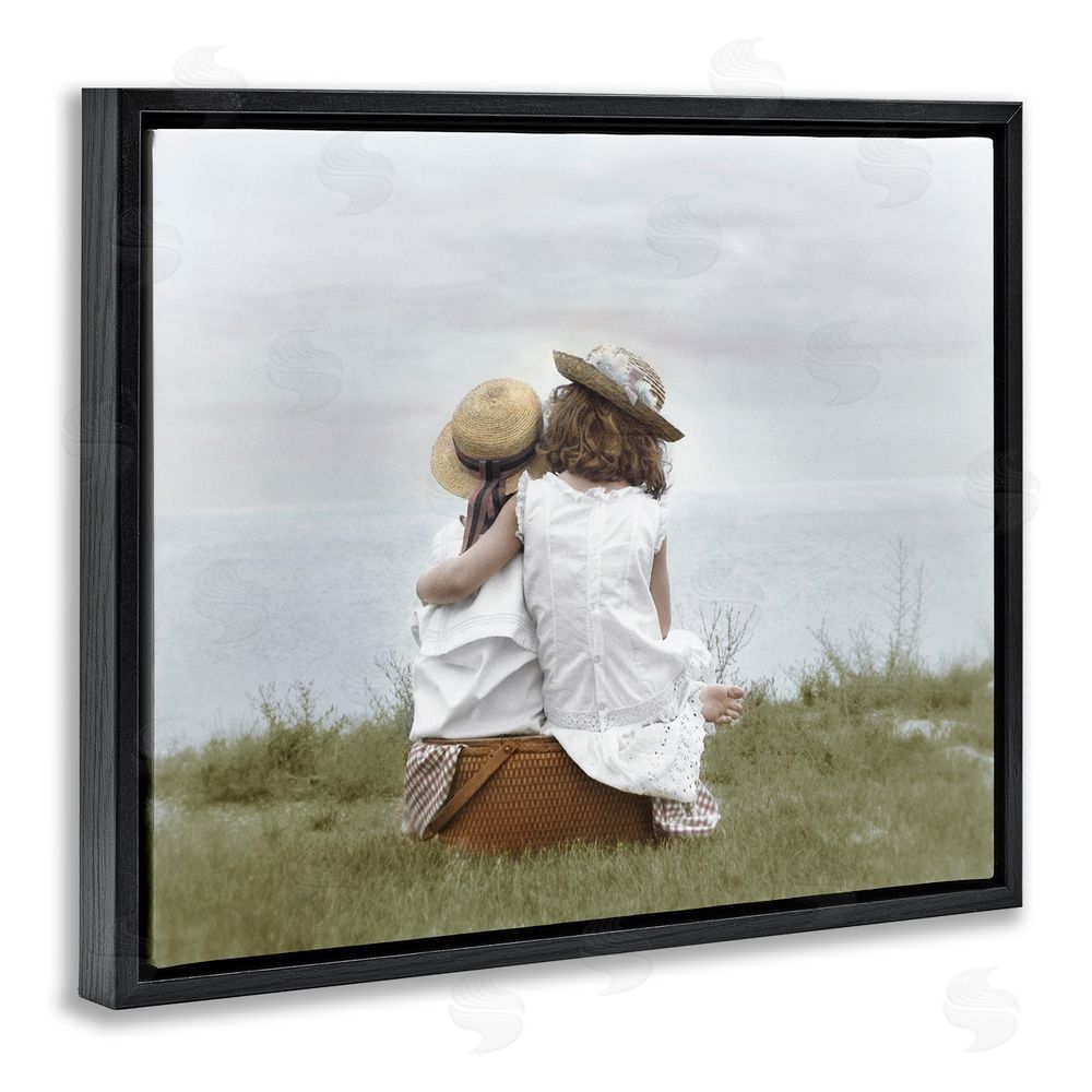 Kendra Dew Friends By The Ocean Black Floating Frame Canvas Wall Art Print