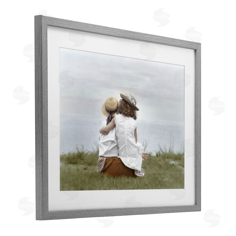 Kendra Dew Friends By The Ocean Gray Framed Print Under Glass Wall Art
