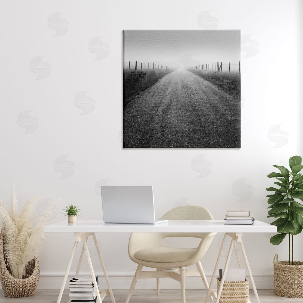 Chip Forelli Country Road in Morning Mist Stretched Canvas Wall Art in Room