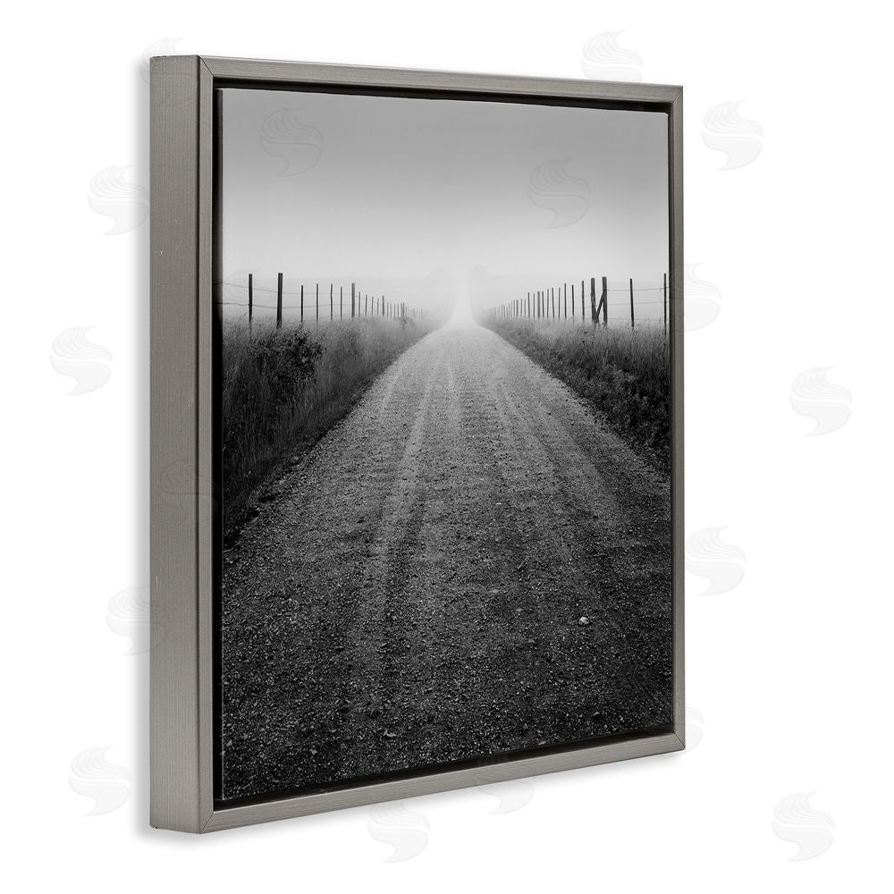 Chip Forelli Country Road in Morning Mist Gray Floating Frame Canvas Wall Art Print
