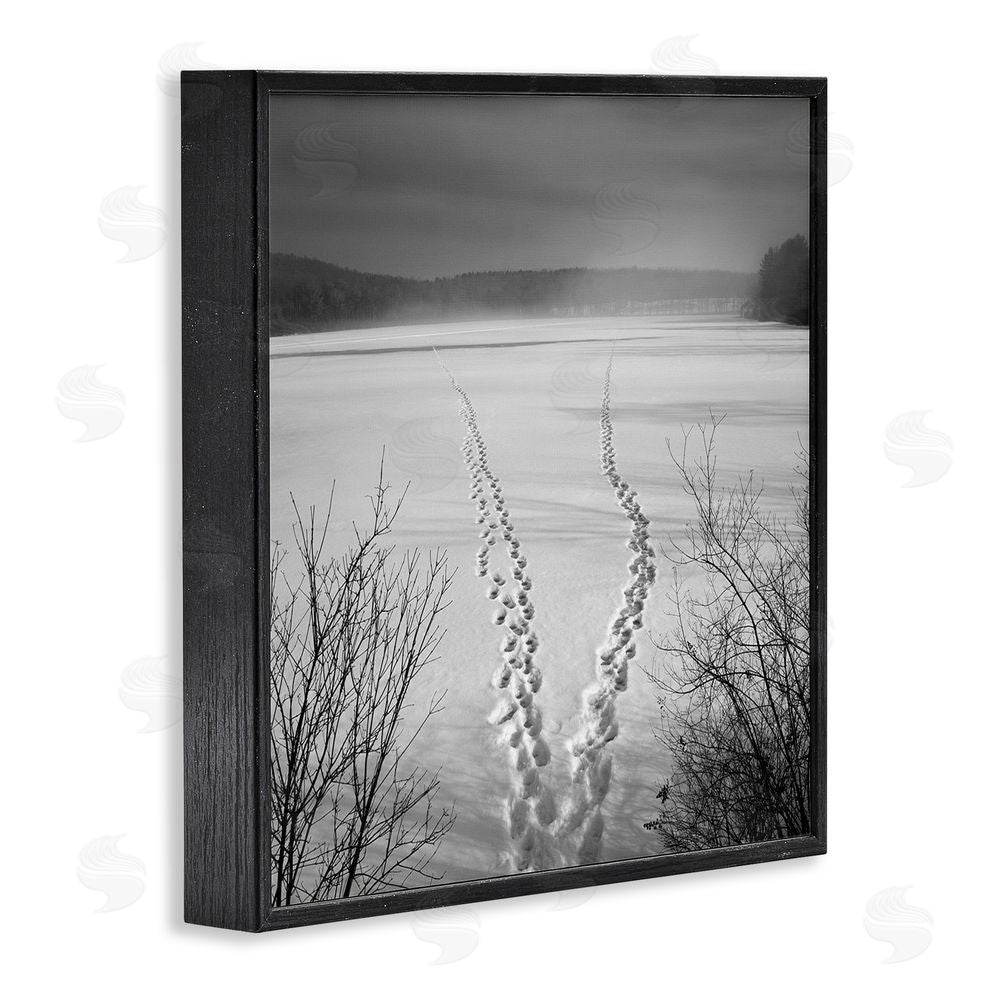 Chip Forelli Snowstep Tracks Across Frozen Lakes Black Framed Giclee Wall Art Print