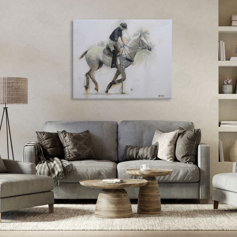 Jadei Graphics Polo Rider in Motion Stretched Canvas Wall Art in Room