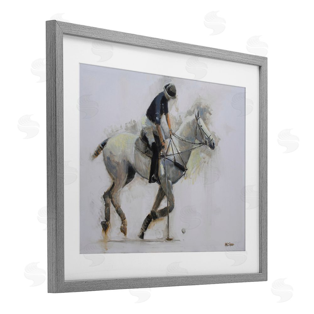 Jadei Graphics Polo Rider in Motion Gray Framed Print Under Glass Wall Art