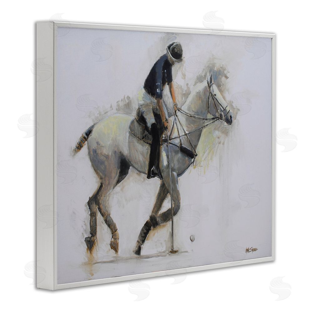Jadei Graphics Polo Rider in Motion White Framed Giclee Wall Art Print