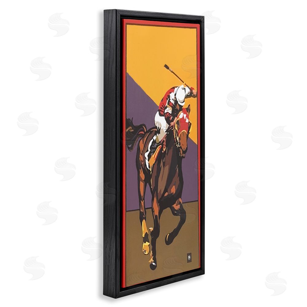 Jadei Graphics The Race Final Stretch Black Floating Frame Canvas Wall Art Print