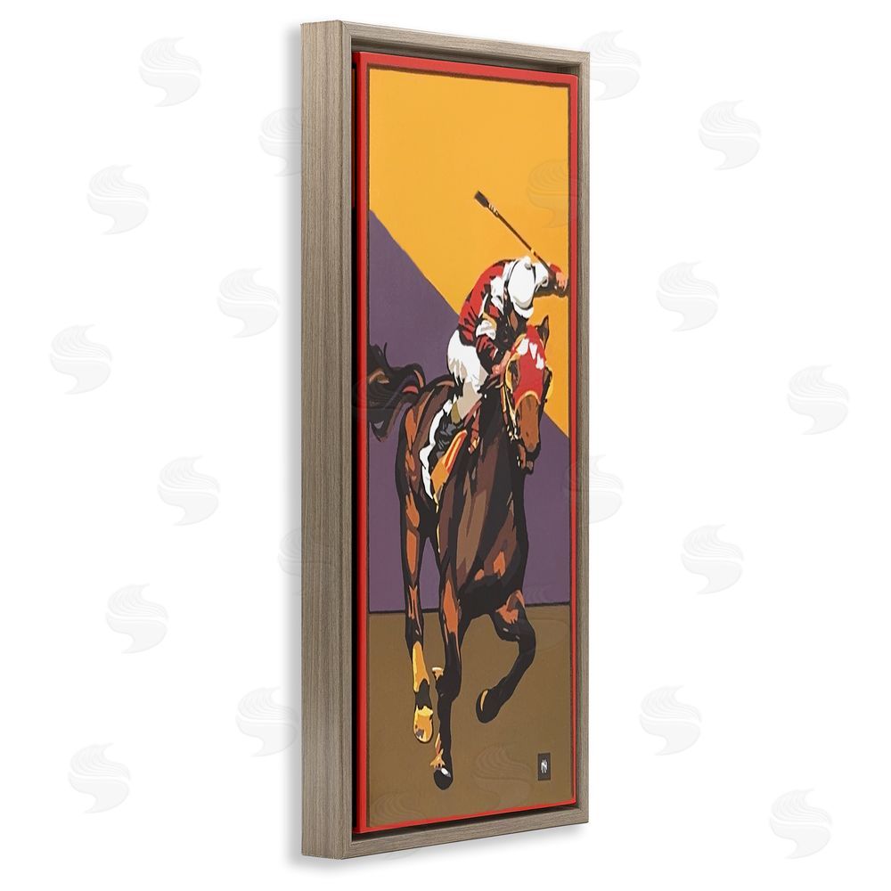 Jadei Graphics The Race Final Stretch Brown Floating Frame Canvas Wall Art Print