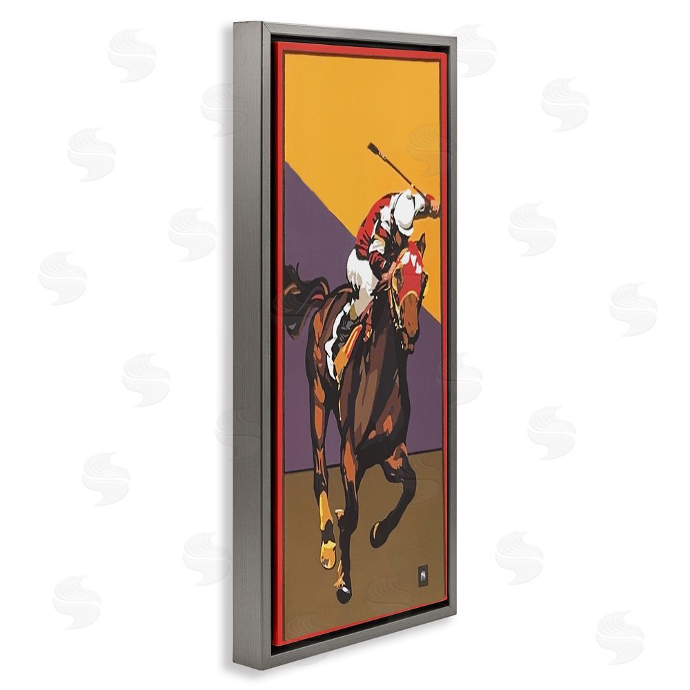 Jadei Graphics The Race Final Stretch Gray Floating Frame Canvas Wall Art Print