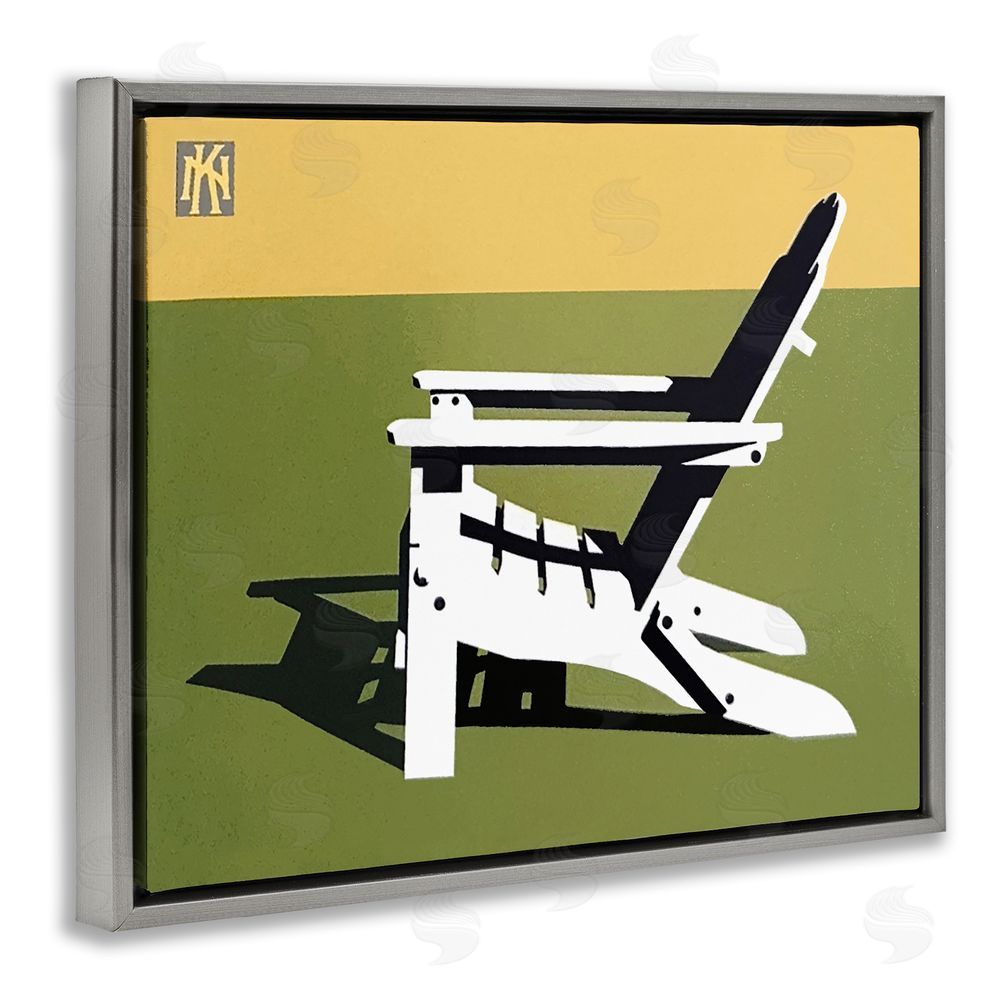 Jadei Graphics Minimal Sunlit Lounge Chair Gray Floating Frame Canvas Wall Art Print