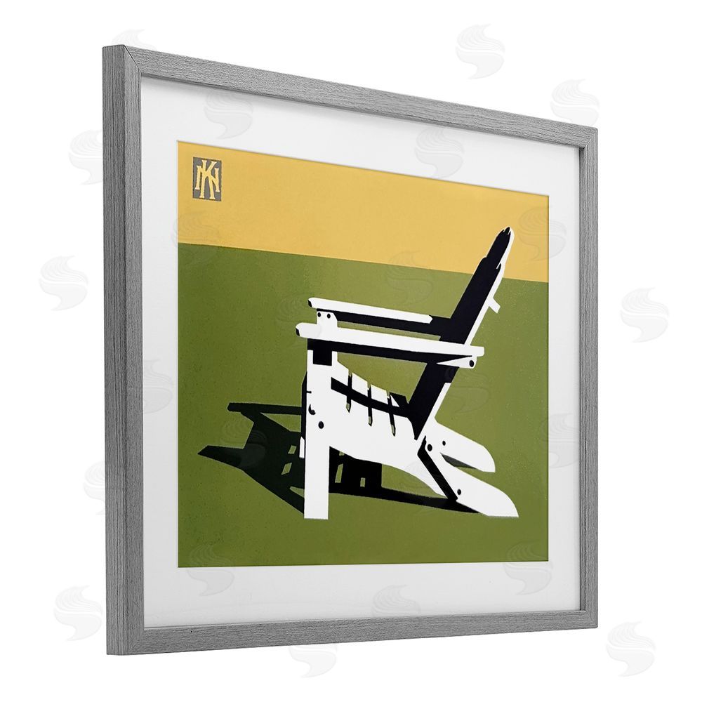 Jadei Graphics Minimal Sunlit Lounge Chair Gray Framed Print Under Glass Wall Art