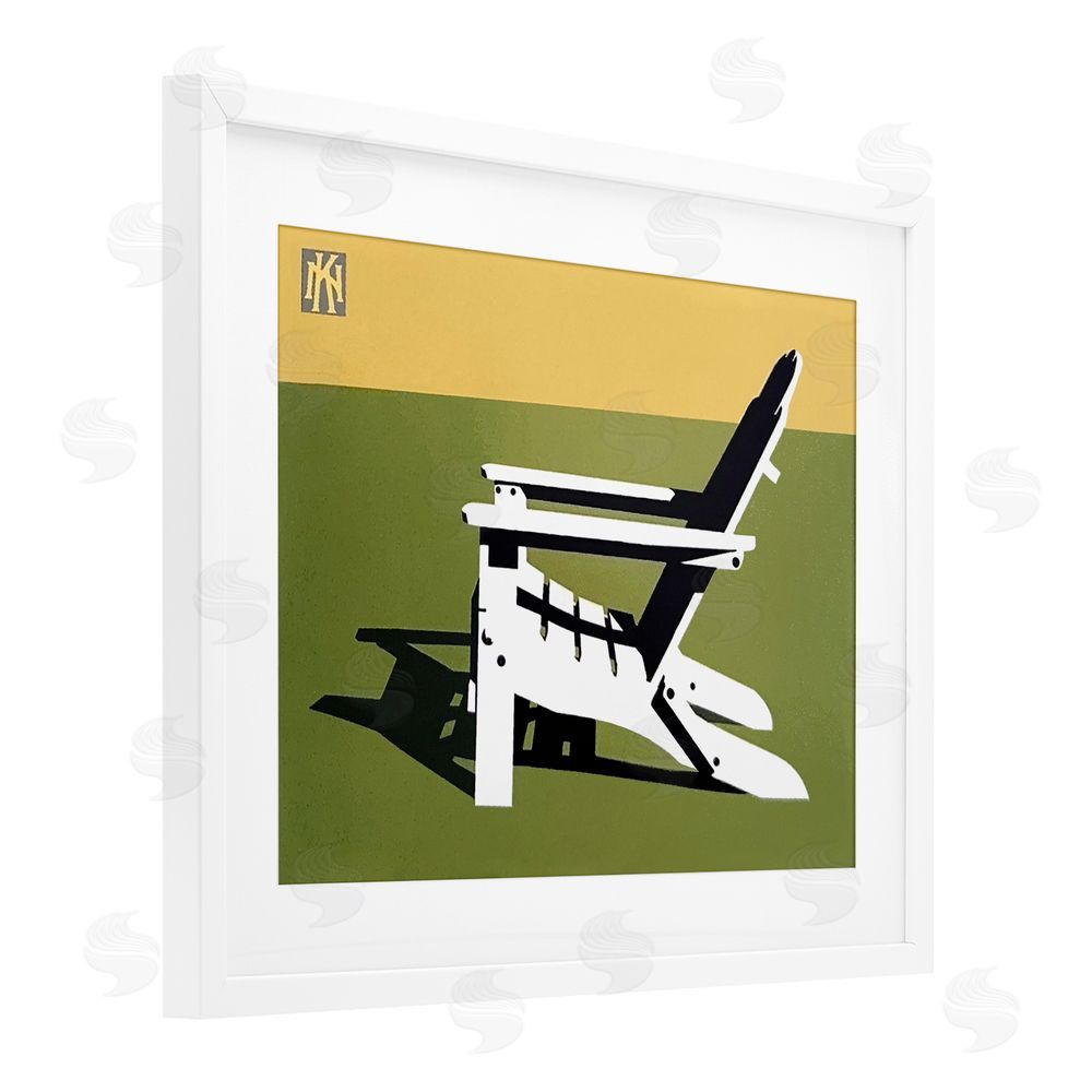 Jadei Graphics Minimal Sunlit Lounge Chair White Framed Print Under Glass Wall Art