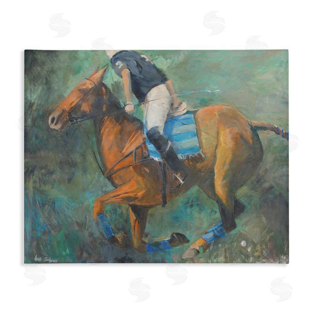 Jadei Graphics Polo Rider in Dynamic Motion Stretched Canvas Wall Art Print