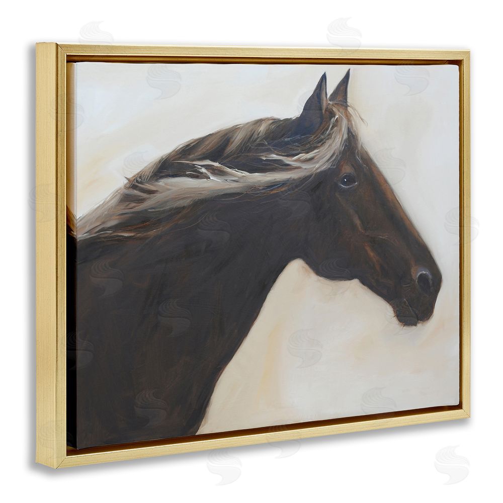 Jadei Graphics The Mare In Profile Gold Floating Frame Canvas Wall Art Print