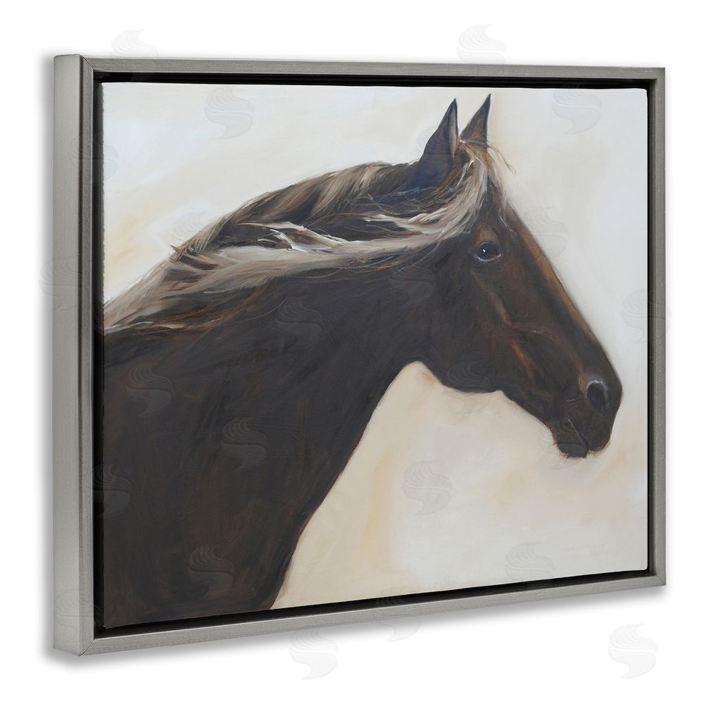 Jadei Graphics The Mare In Profile Gray Floating Frame Canvas Wall Art Print