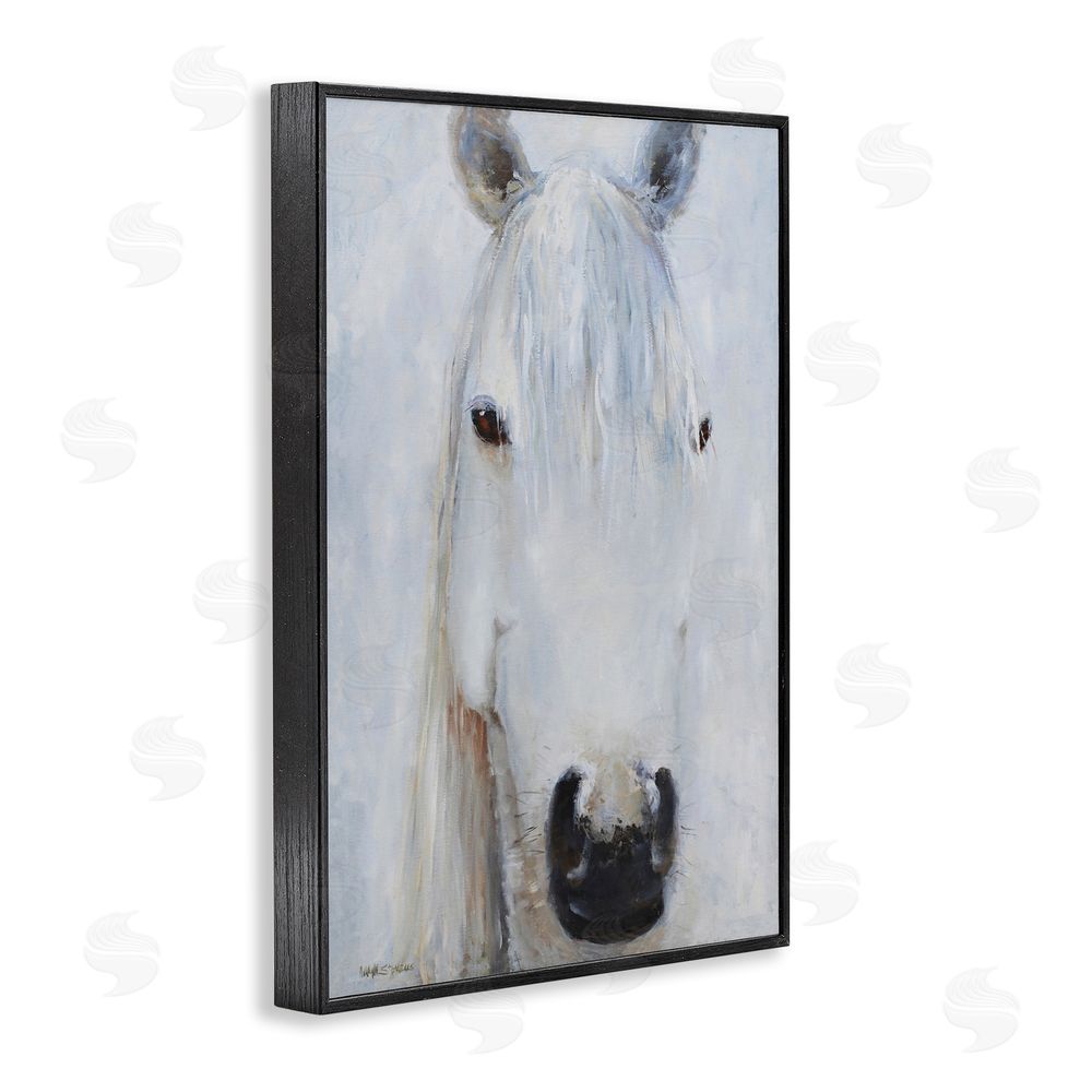 Jadei Graphics Pure White Horse Portrait Black Framed Giclee Wall Art Print