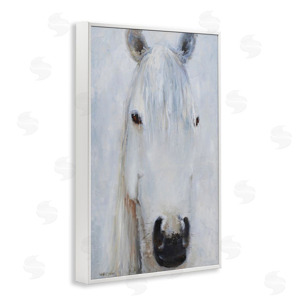 Jadei Graphics Pure White Horse Portrait White Framed Giclee Wall Art Print