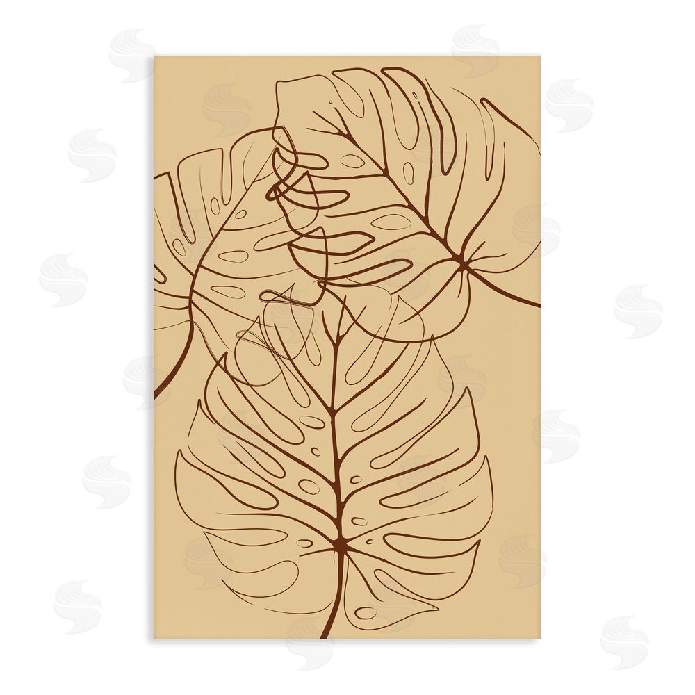 Martina Pavlova Autumn Monstera Leaf Contour Stretched Canvas Wall Art Print