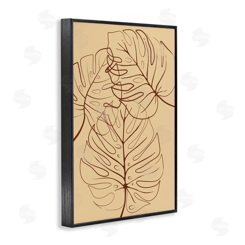Martina Pavlova Autumn Monstera Leaf Contour Black Framed Giclee Wall Art Print