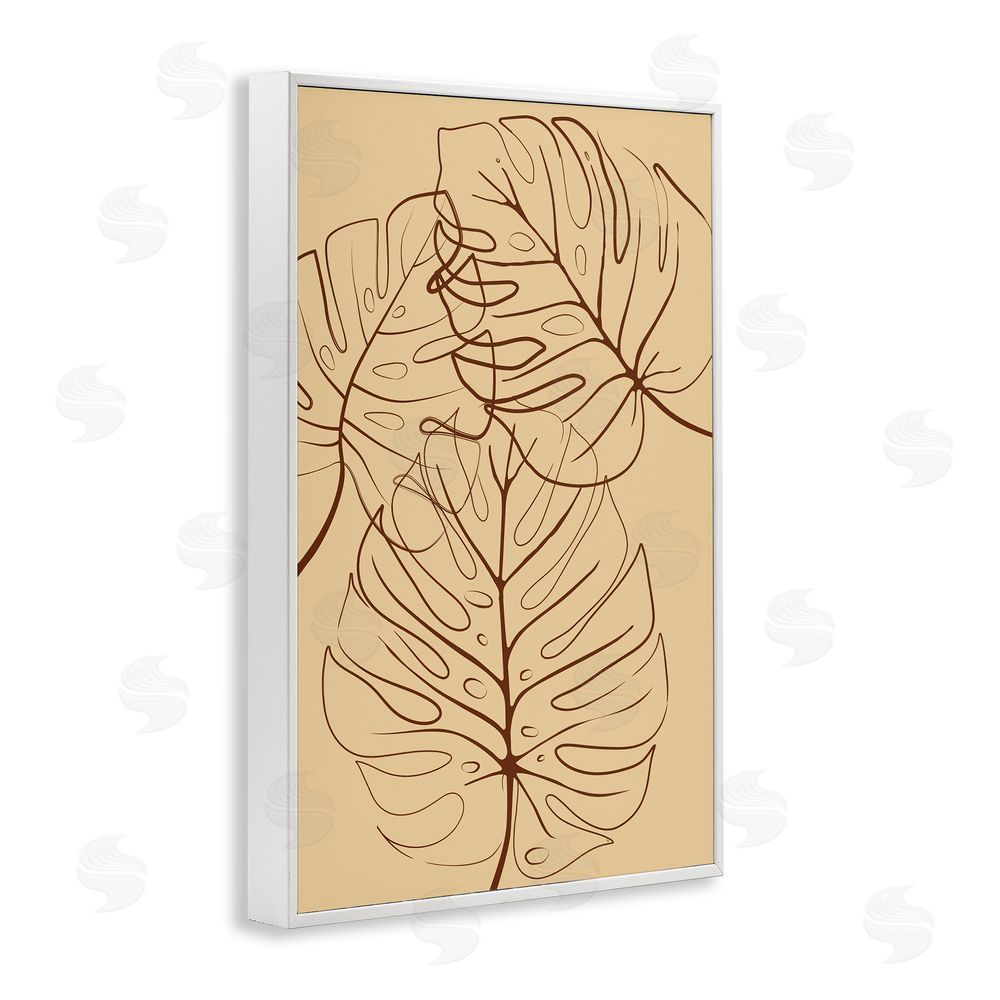 Martina Pavlova Autumn Monstera Leaf Contour White Framed Giclee Wall Art Print