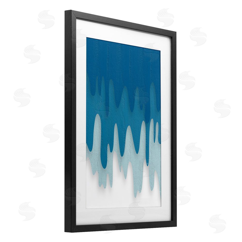 Martina Pavlova Water Wave Fluid Contour Black Framed Print Under Glass Wall Art