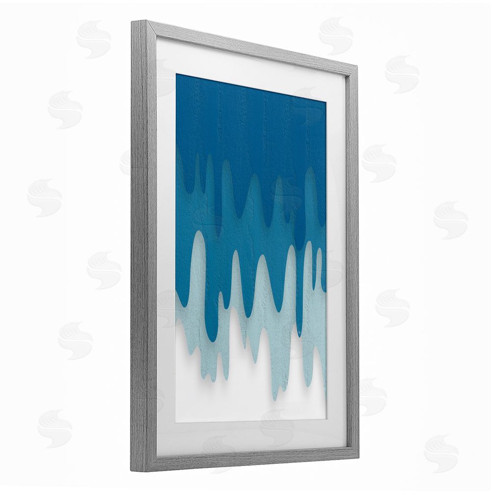Martina Pavlova Water Wave Fluid Contour Gray Framed Print Under Glass Wall Art
