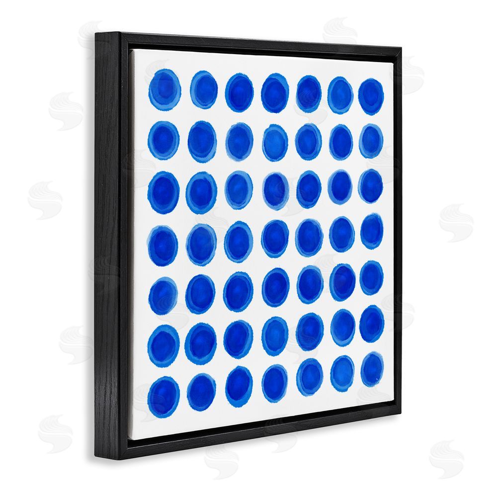 Martina Pavlova Blue Dots Uniform Pattern Black Floating Frame Canvas Wall Art Print
