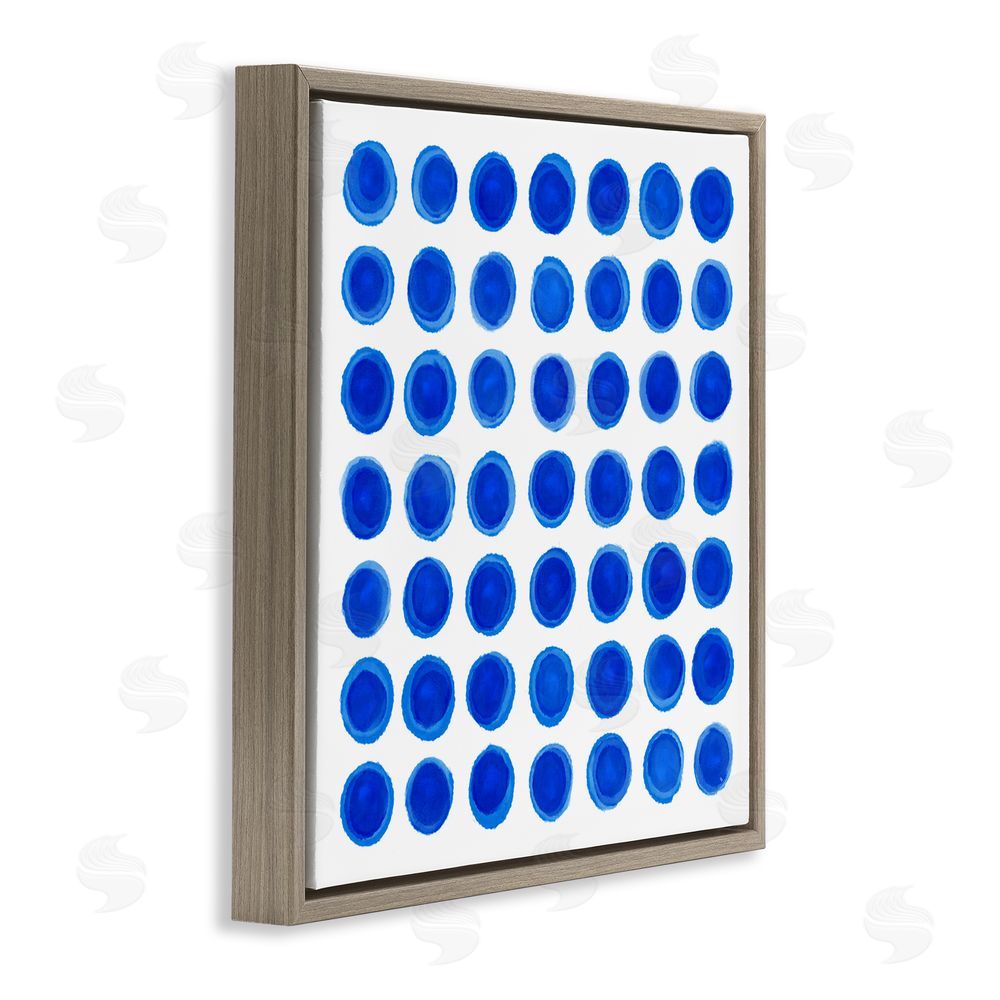 Martina Pavlova Blue Dots Uniform Pattern Brown Floating Frame Canvas Wall Art Print